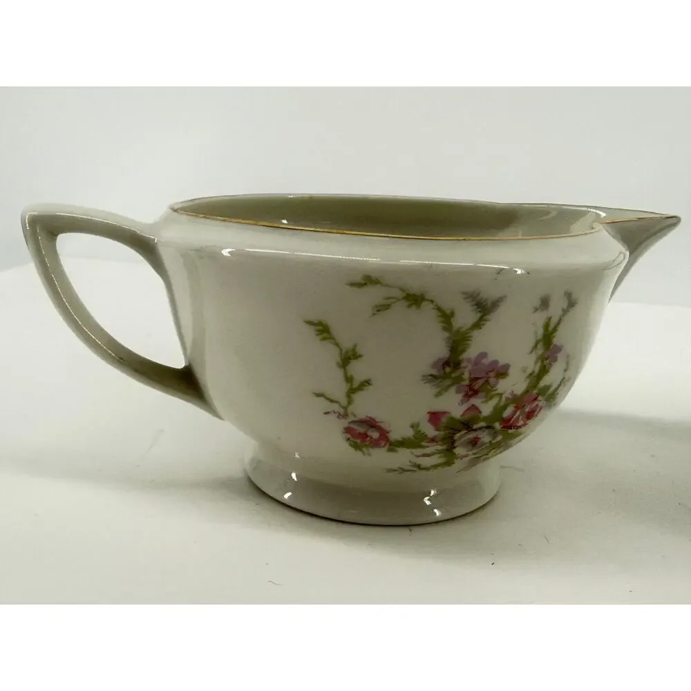 Vintage Floral Creamer Sugar Bowl Gold Trim Embassy USA Cottagecore China MCM